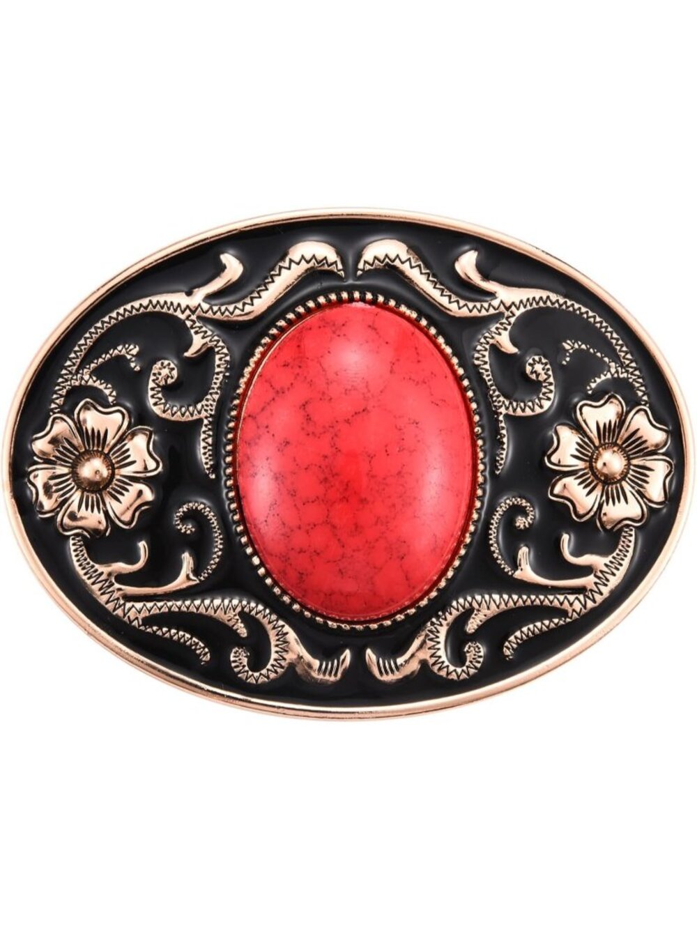 Unisex Red Western Flower Engraved Turquoise Belt Buckle Gift